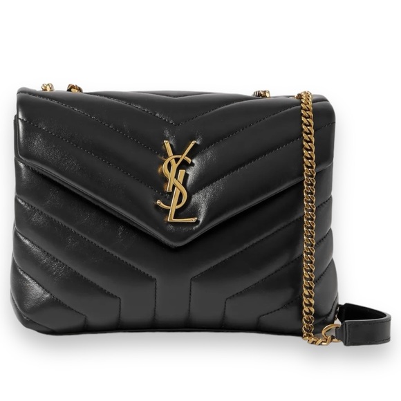 Yves Saint Laurent Handbags - Saint Laurent's YSL LouLou Noir Black Quilted Italian Calf Skin Leather Brass